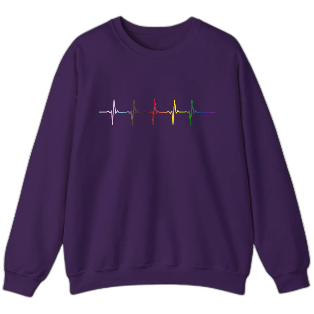 Rainbow Heartbeat Pride Pulse Sweatshirt in Purple