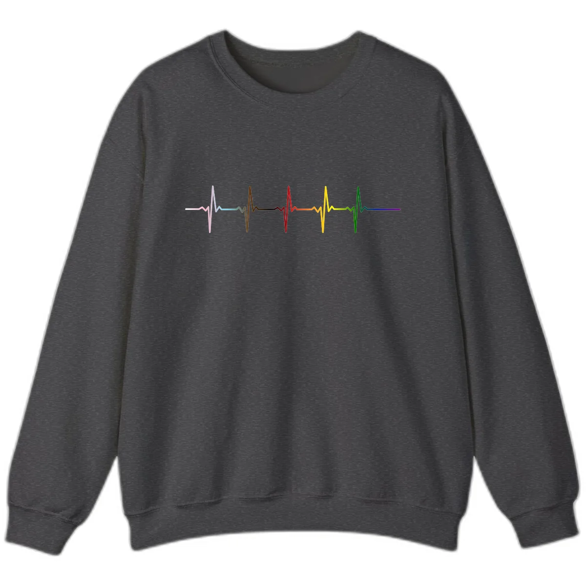 Rainbow Heartbeat Pride Pulse Sweatshirt in Dark Heather