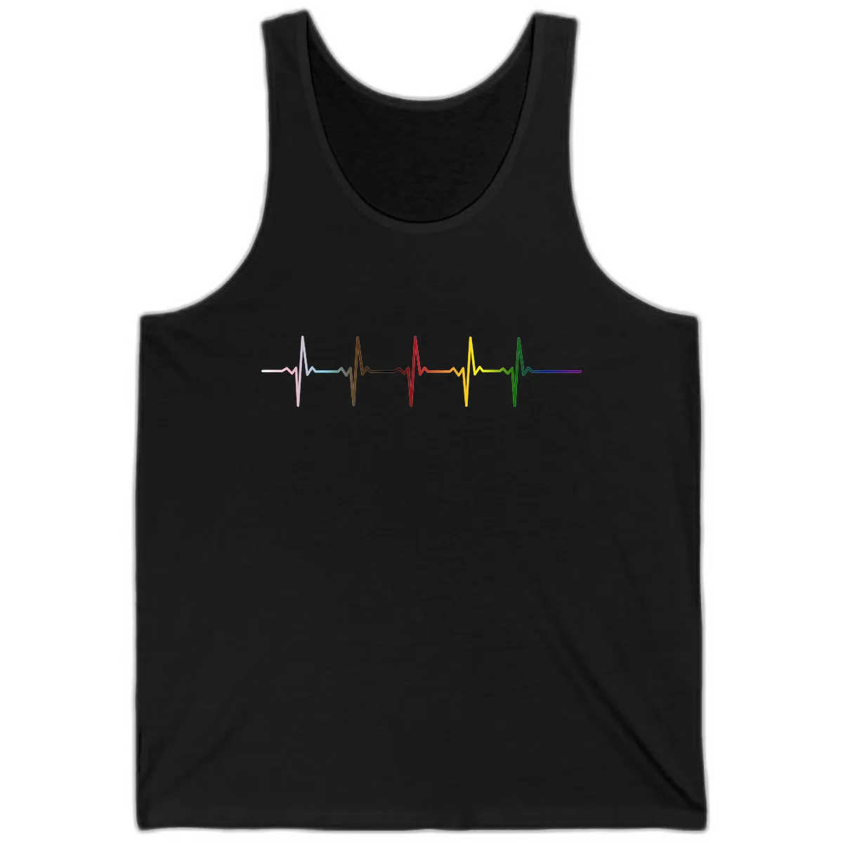Rainbow Heartbeat Pride Pulse Tank in Black