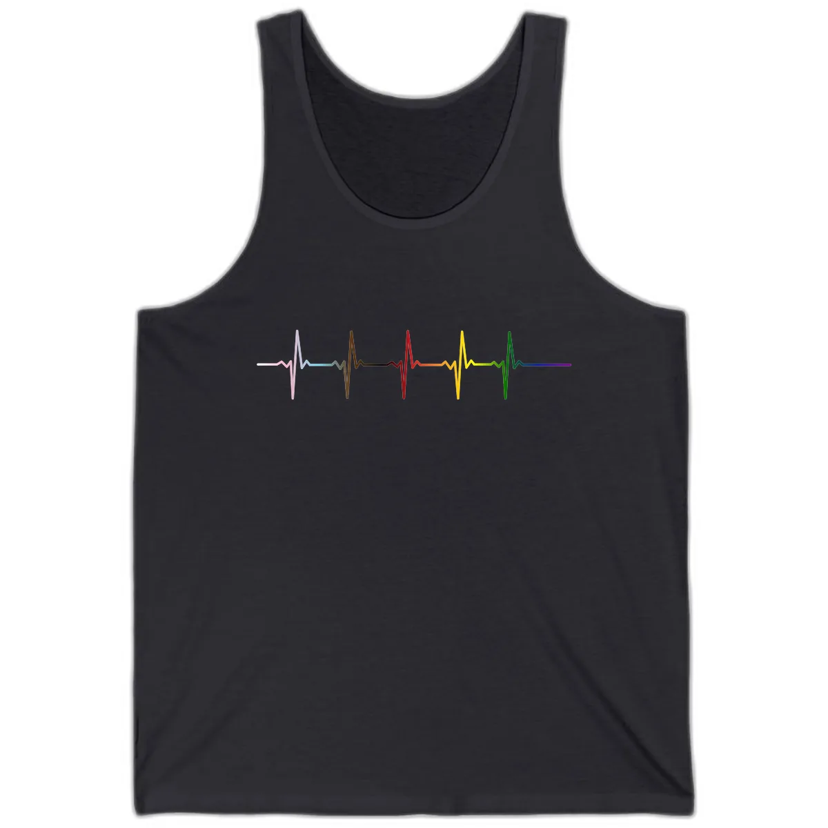 Rainbow Heartbeat Pride Pulse Tank in Dark Grey