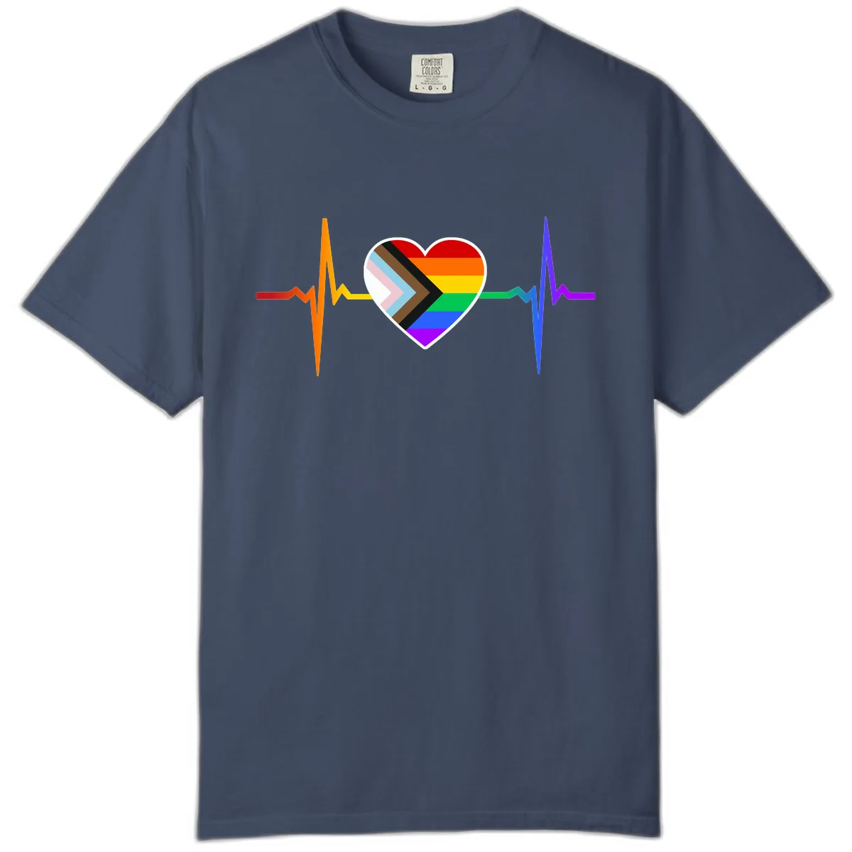 Progress Pride Heartbeat Comfort Color in Midnight
