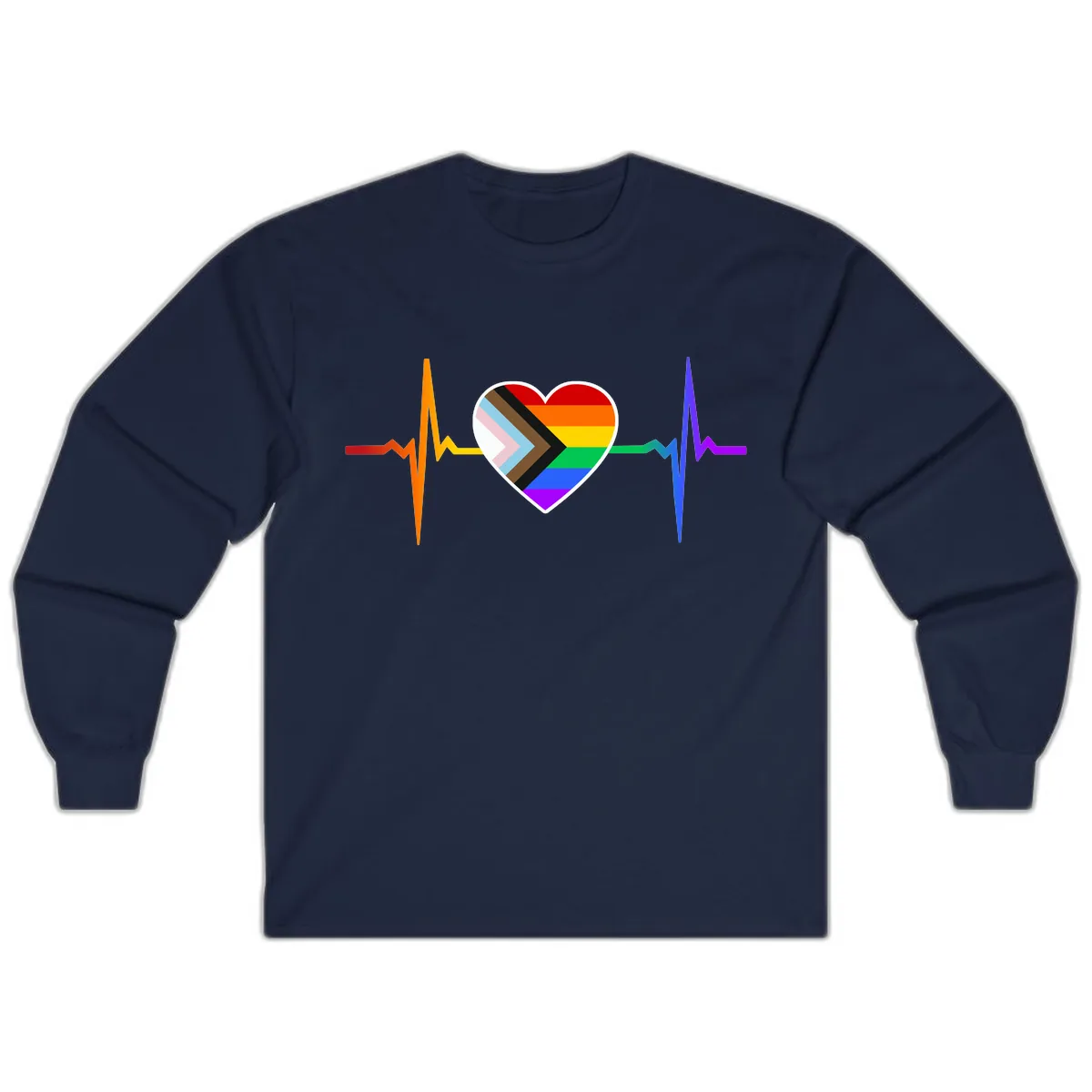 Progress Pride Heartbeat Long Sleeve in Navy