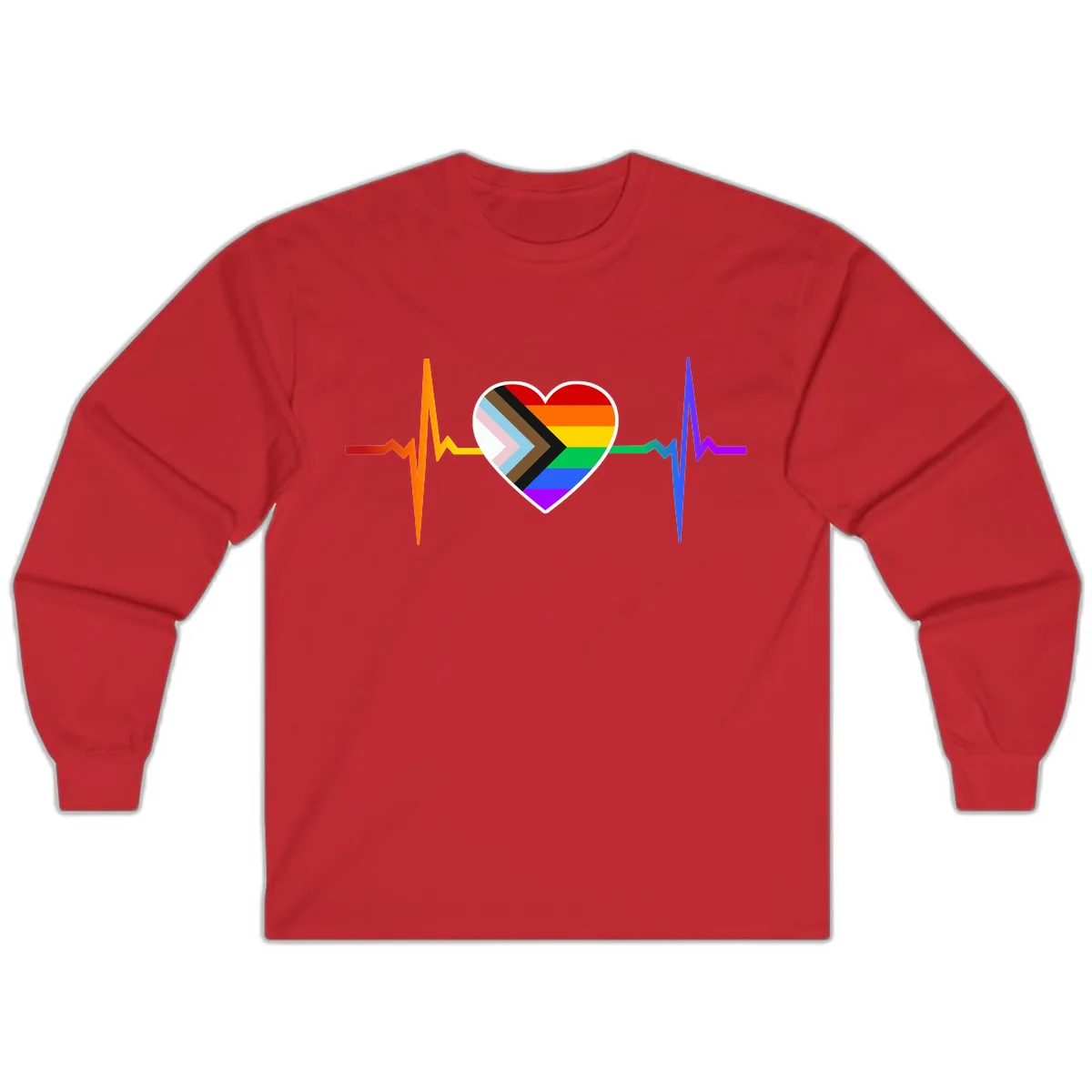 Progress Pride Heartbeat Long Sleeve in Red