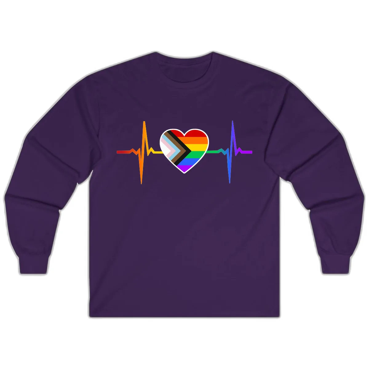 Progress Pride Heartbeat Long Sleeve in Purple