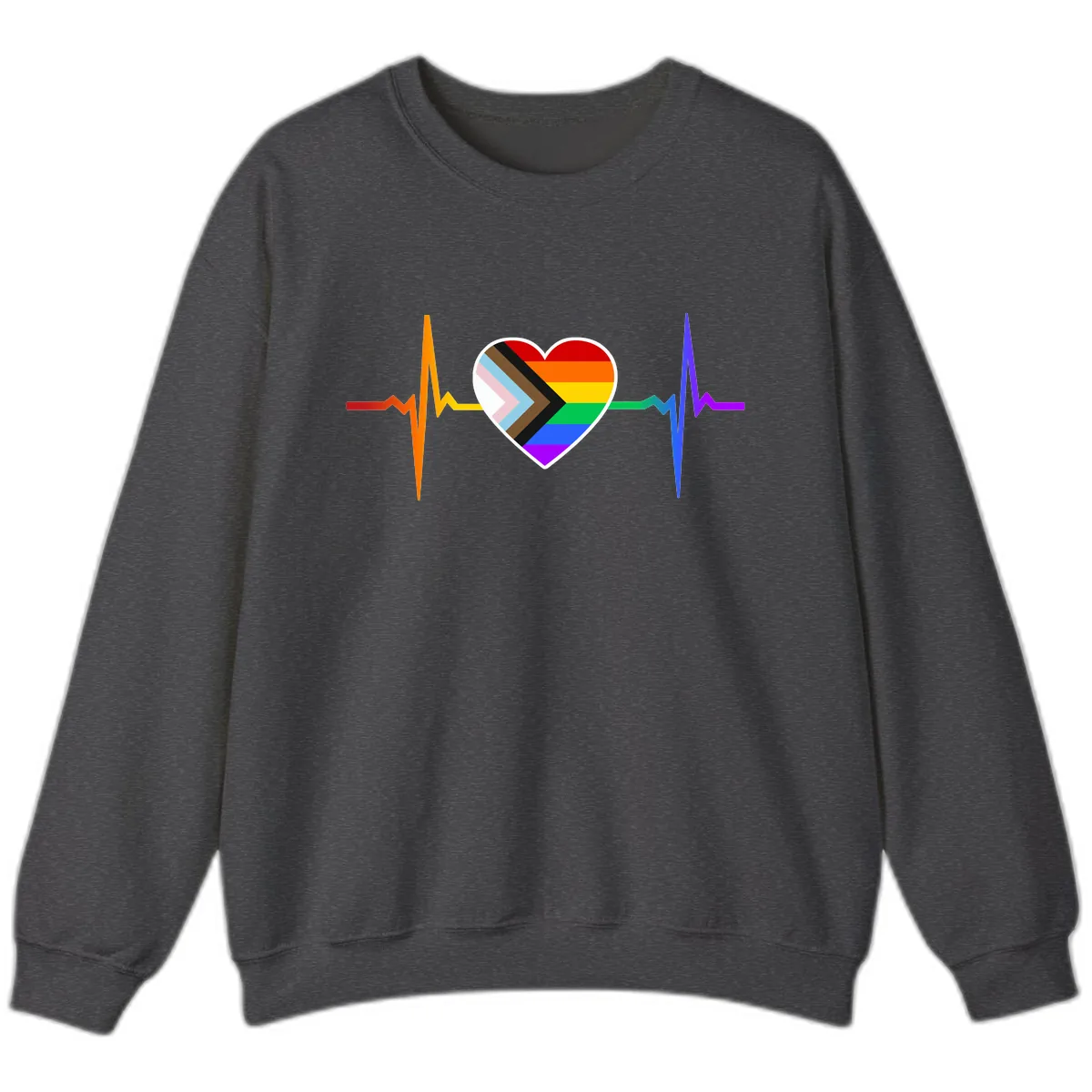 Progress Pride Heartbeat Sweatshirt in Dark Heather