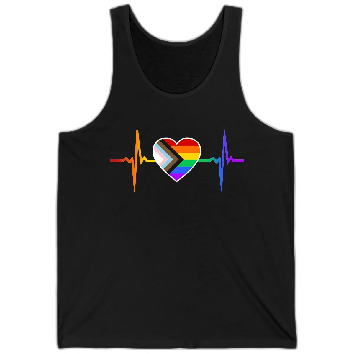 Progress Pride Heartbeat Tank in Black