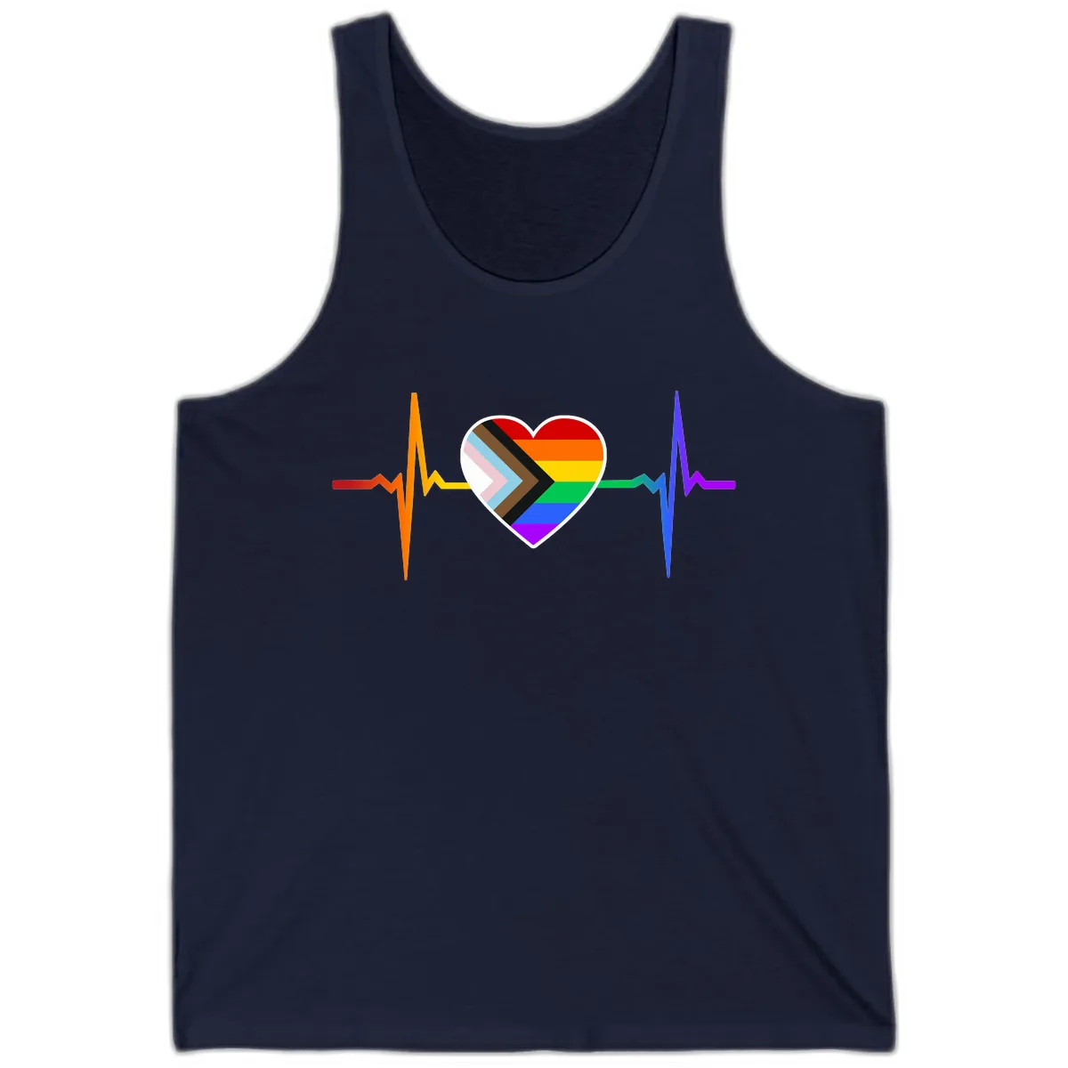 Progress Pride Heartbeat Tank in Navy