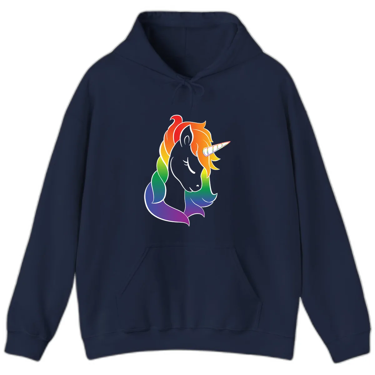 Rainbow Pride Unicorn Hoodie in Navy
