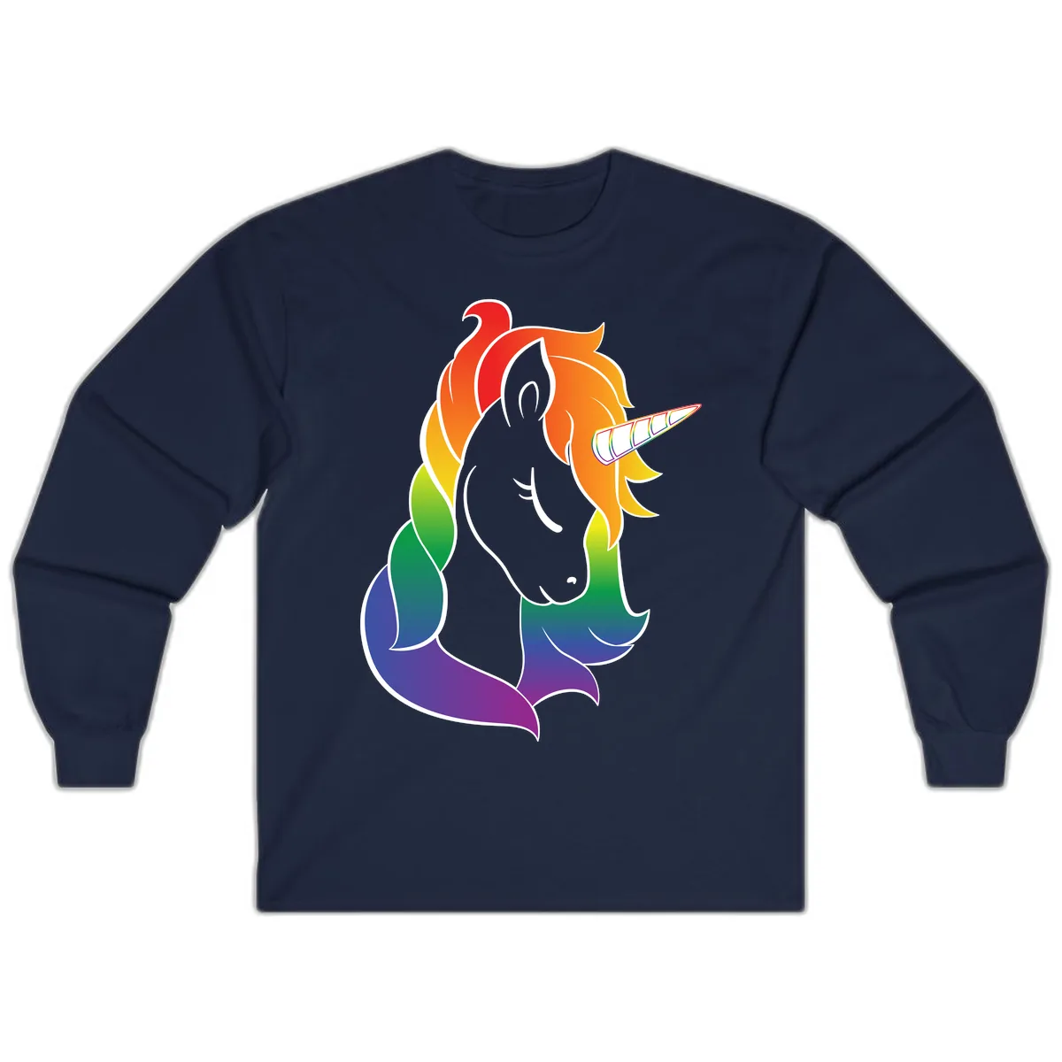 Rainbow Pride Unicorn Long Sleeve in Navy