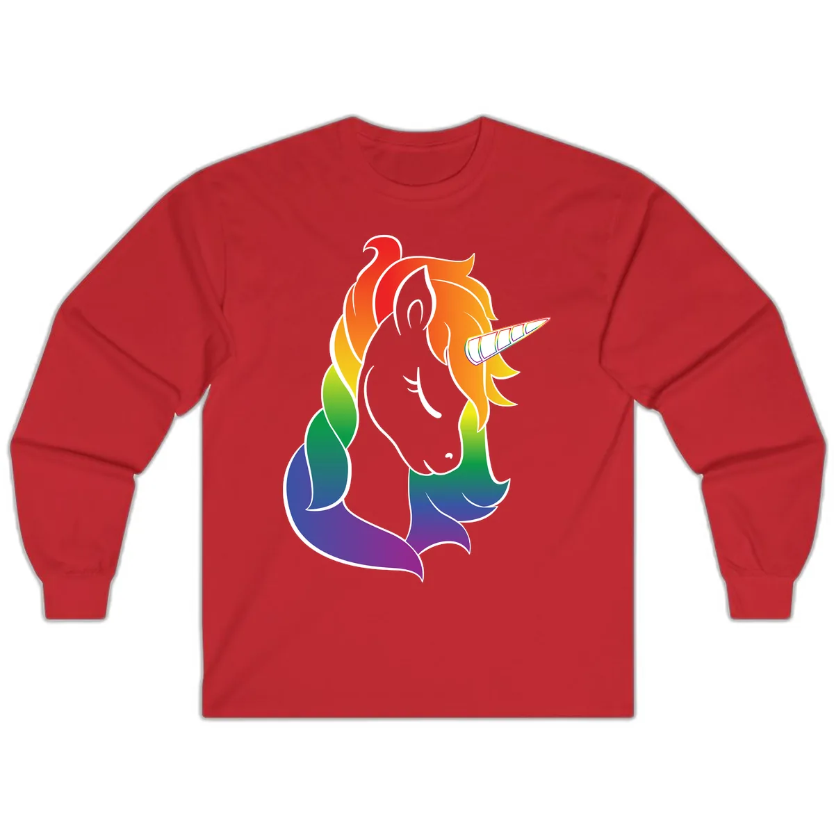 Rainbow Pride Unicorn Long Sleeve in Red