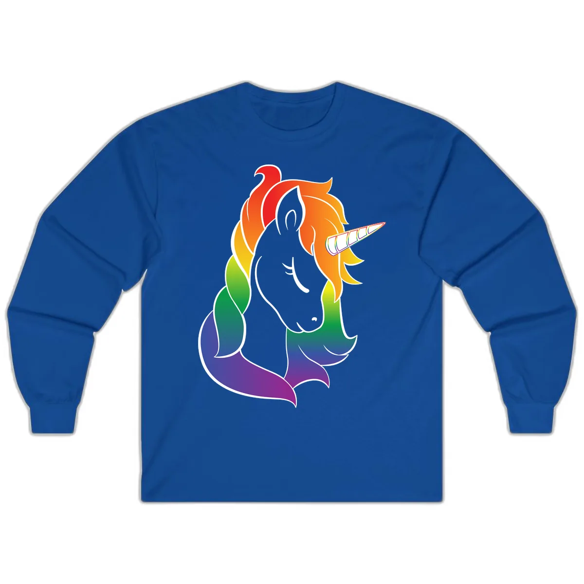 Rainbow Pride Unicorn Long Sleeve in Royal