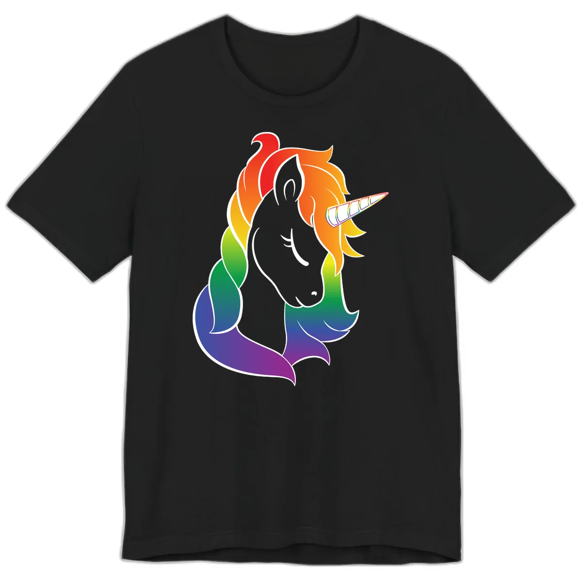 Rainbow Pride Unicorn Premium T-Shirt in Black