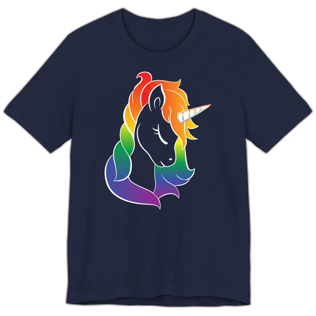 Rainbow Pride Unicorn Premium T-Shirt in Navy