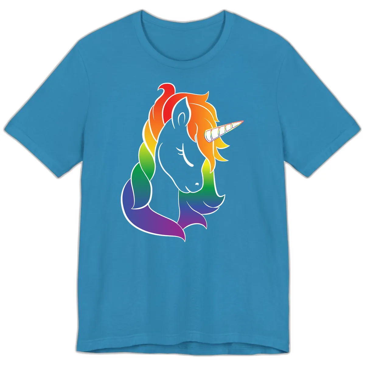 Rainbow Pride Unicorn Premium T-Shirt in Aqua
