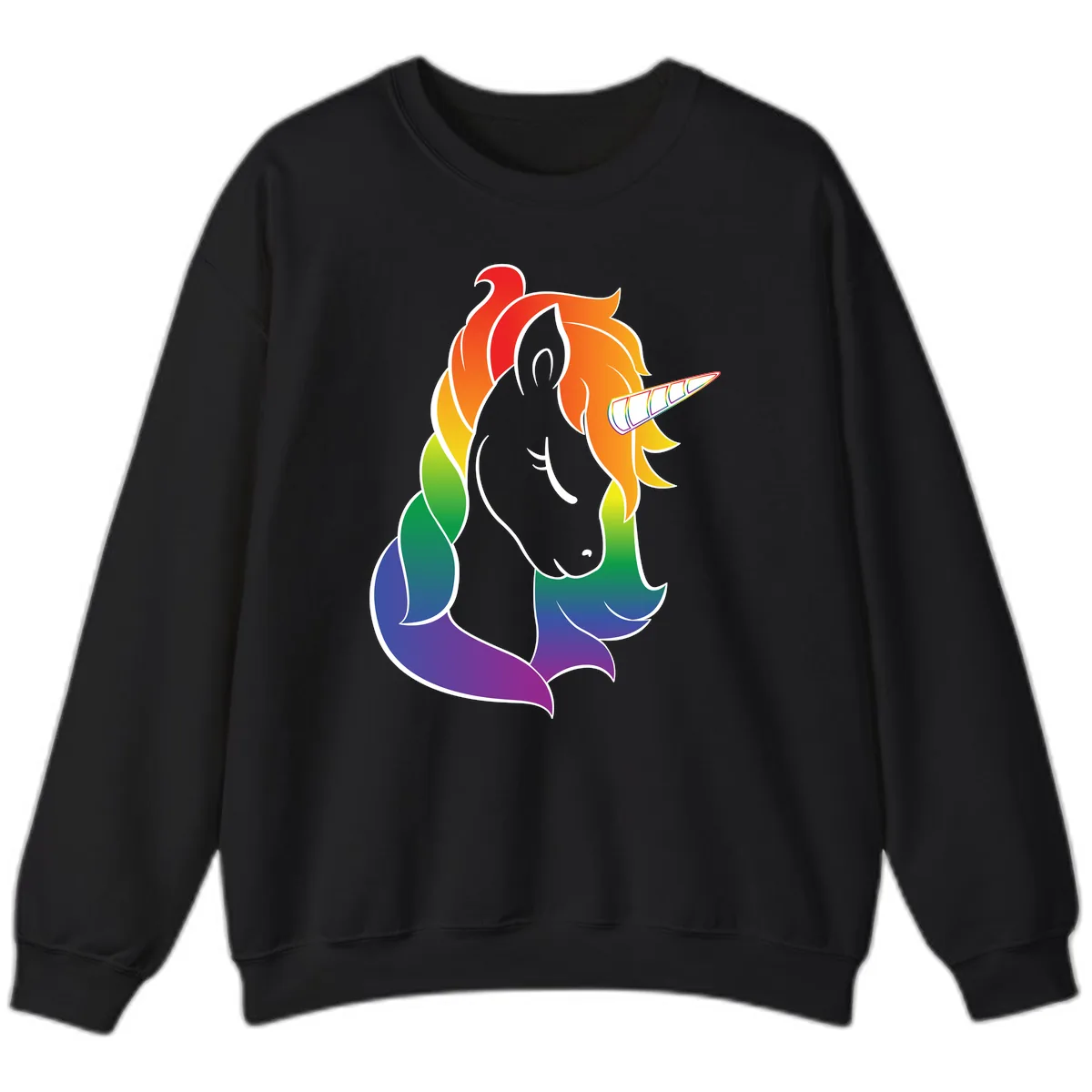 Rainbow Pride Unicorn Sweatshirt in Black