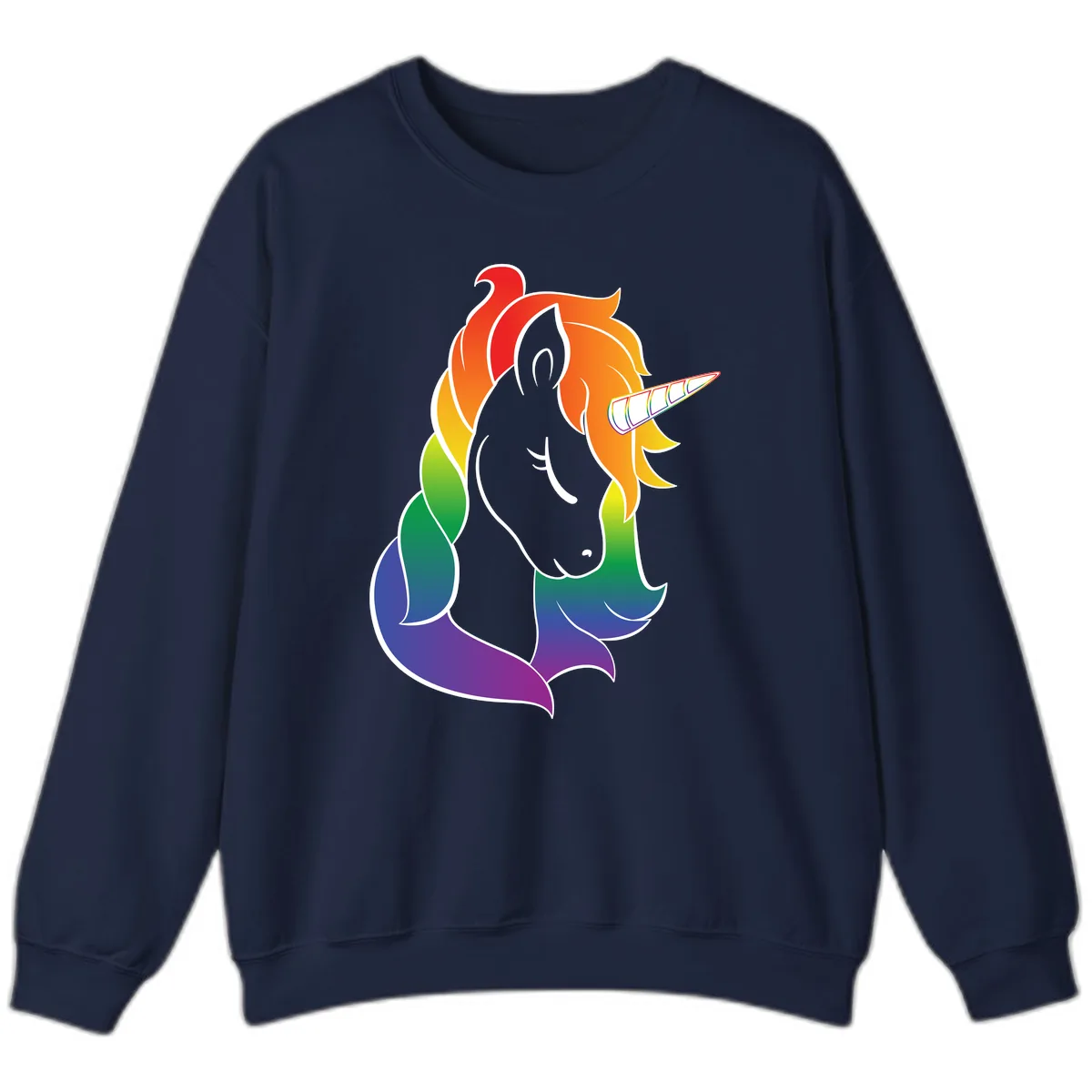 Rainbow Pride Unicorn Sweatshirt in Navy