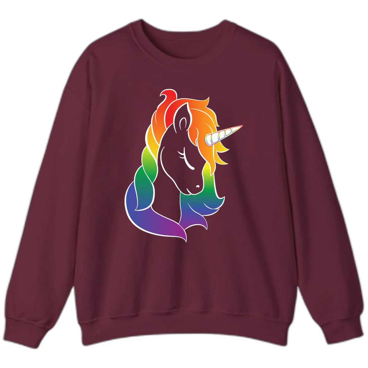 Rainbow Pride Unicorn Sweatshirt in Maroon