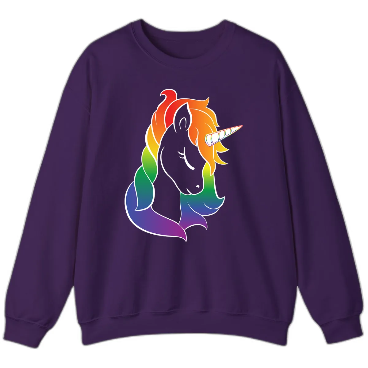 Rainbow Pride Unicorn Sweatshirt in Purple