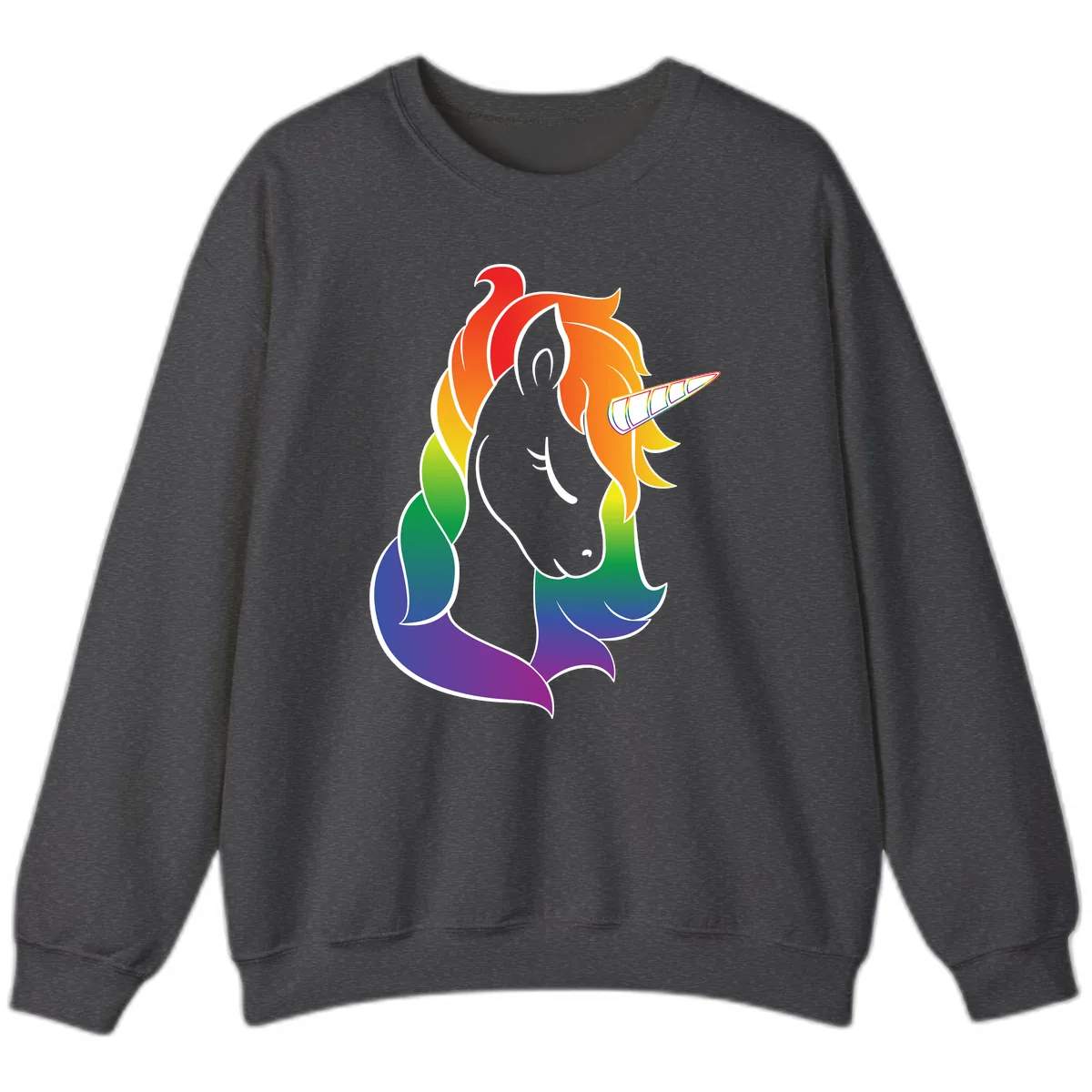 Rainbow Pride Unicorn Sweatshirt in Dark Heather