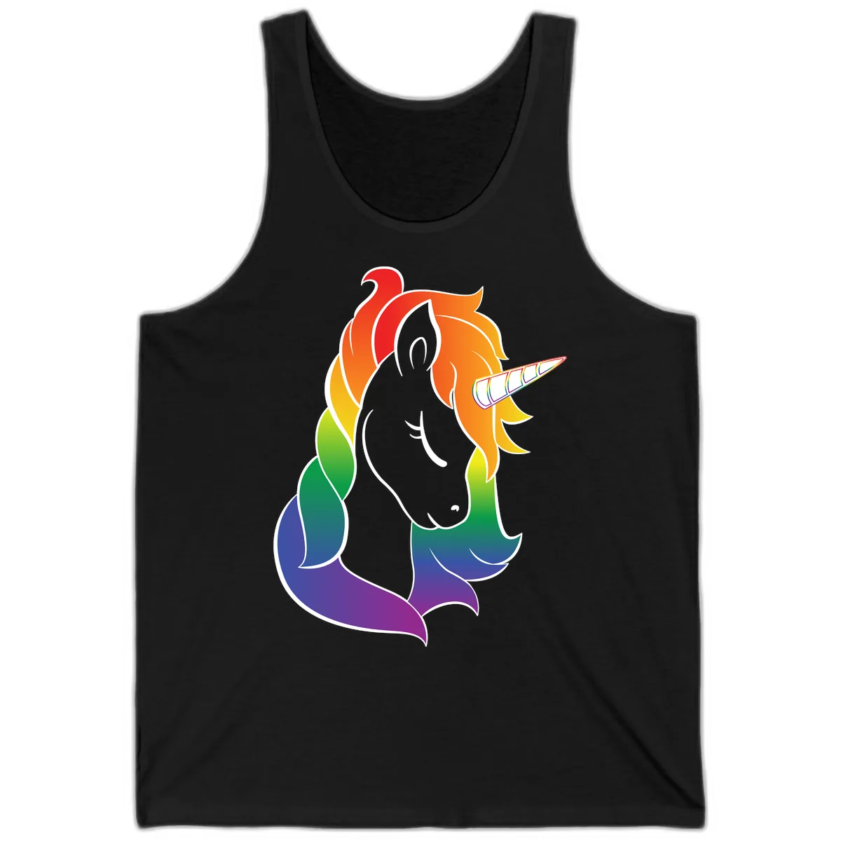 Rainbow Pride Unicorn Tank in Black