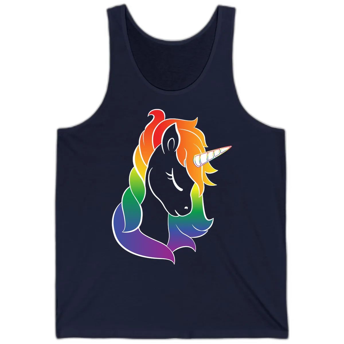 Rainbow Pride Unicorn Tank in Navy