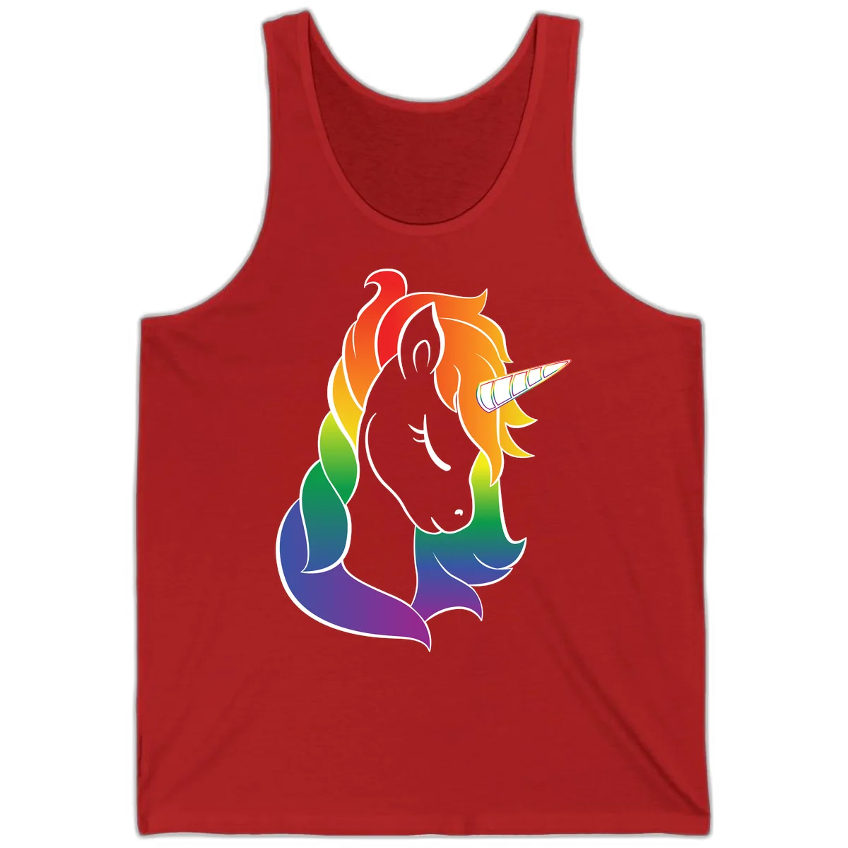 Rainbow Pride Unicorn Tank in Red