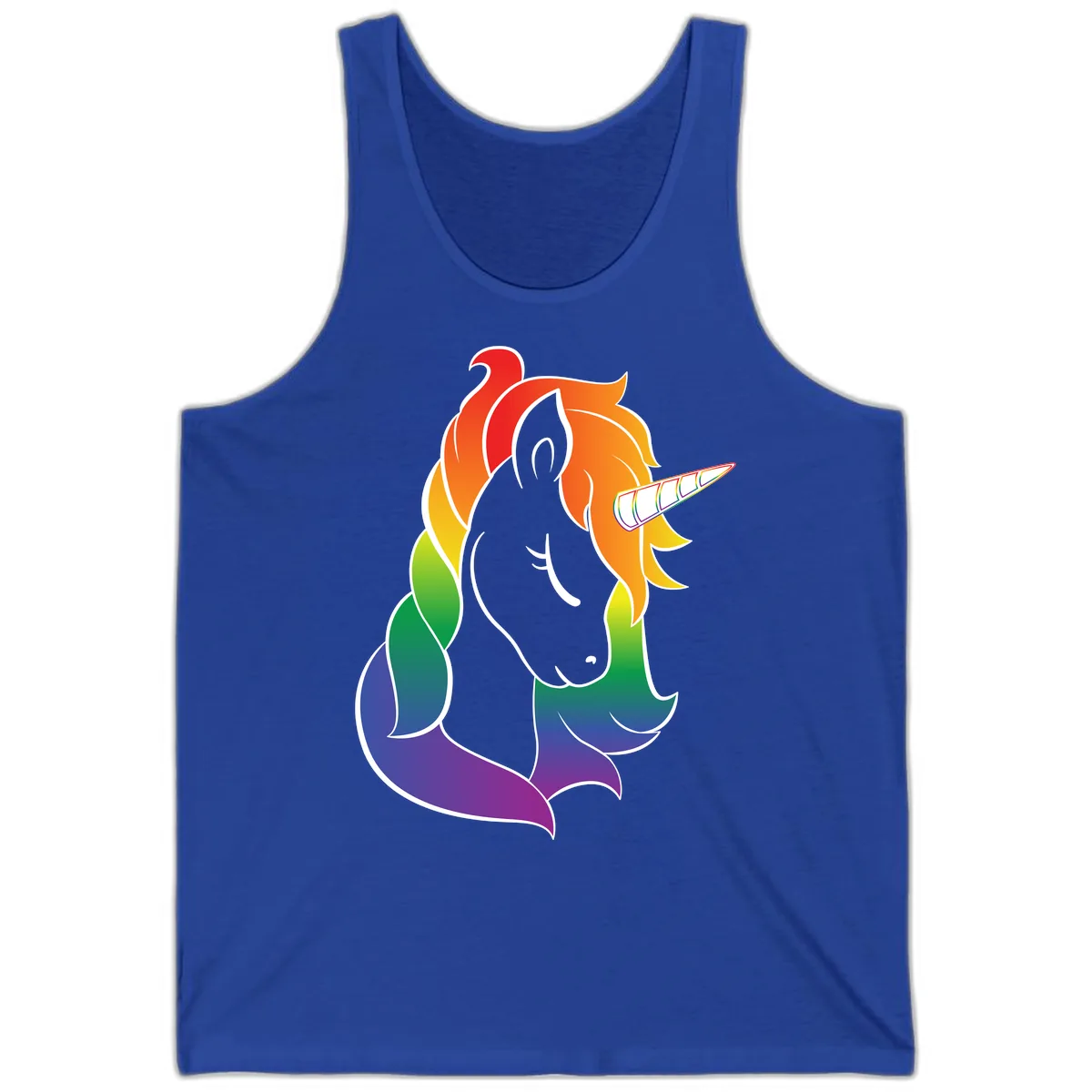 Rainbow Pride Unicorn Tank in True Royal