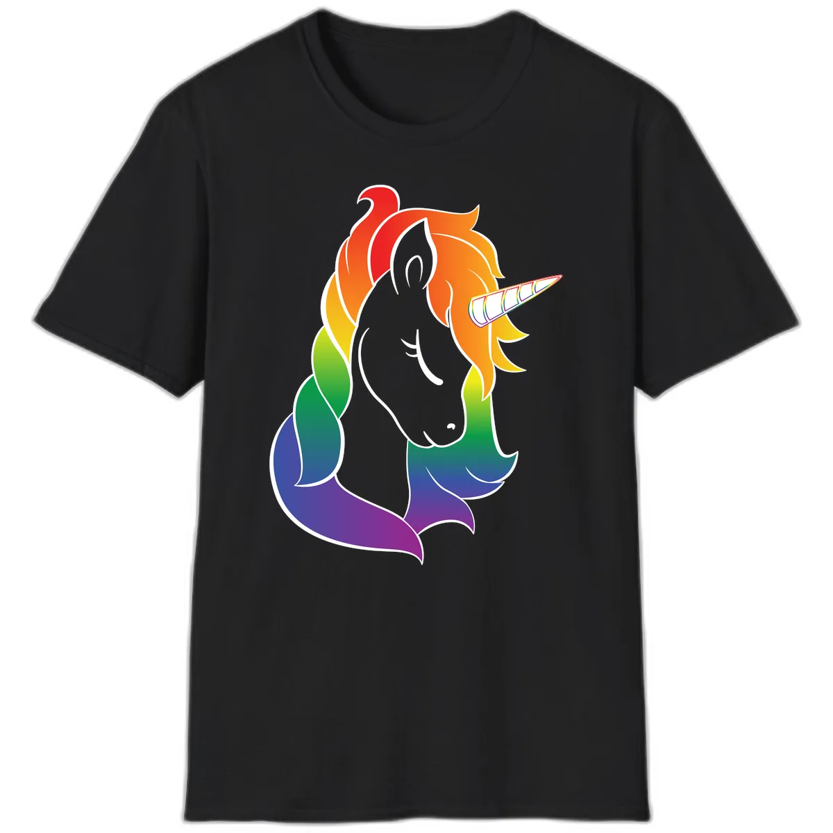 Rainbow Pride Unicorn T-Shirt in Black
