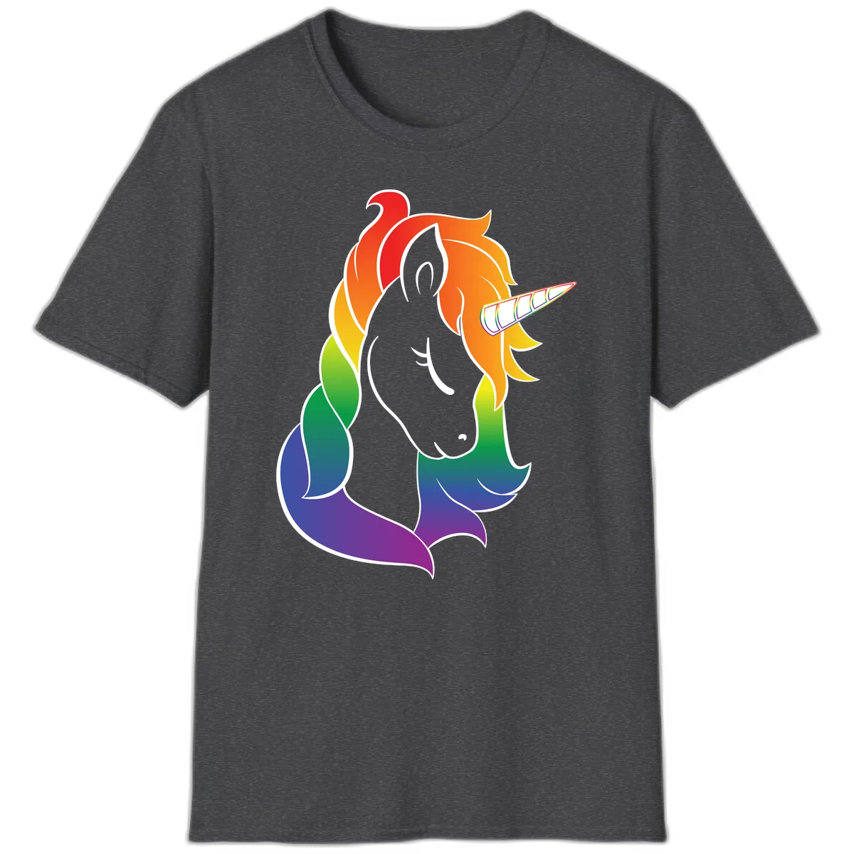 Rainbow Pride Unicorn T-Shirt in Dark Heather