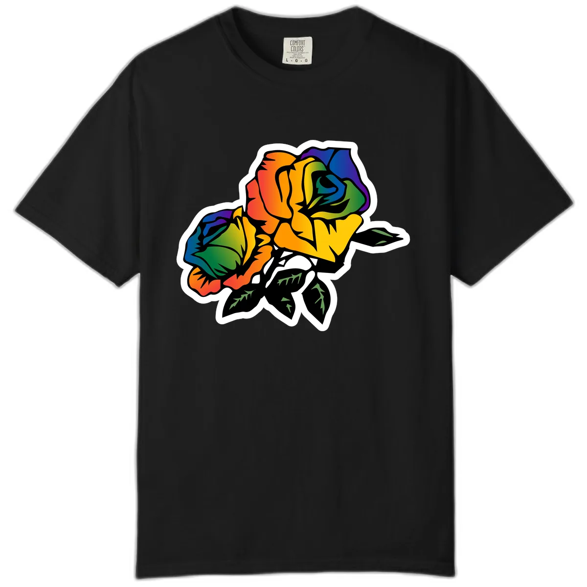 Rainbow Pride Rose Comfort Color in Black