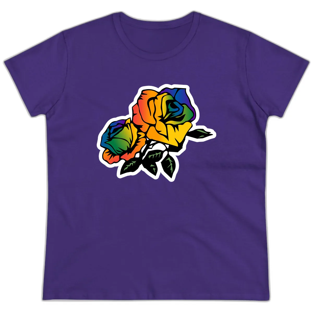 Rainbow Pride Rose Ladies Tee in Purple