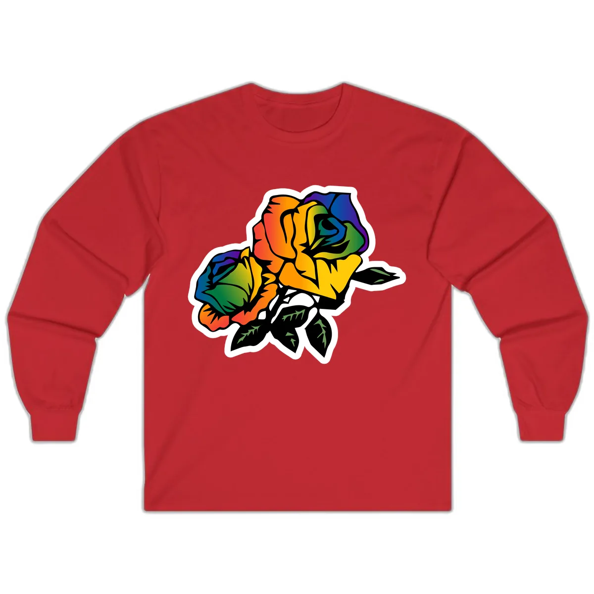 Rainbow Pride Rose Long Sleeve in Red