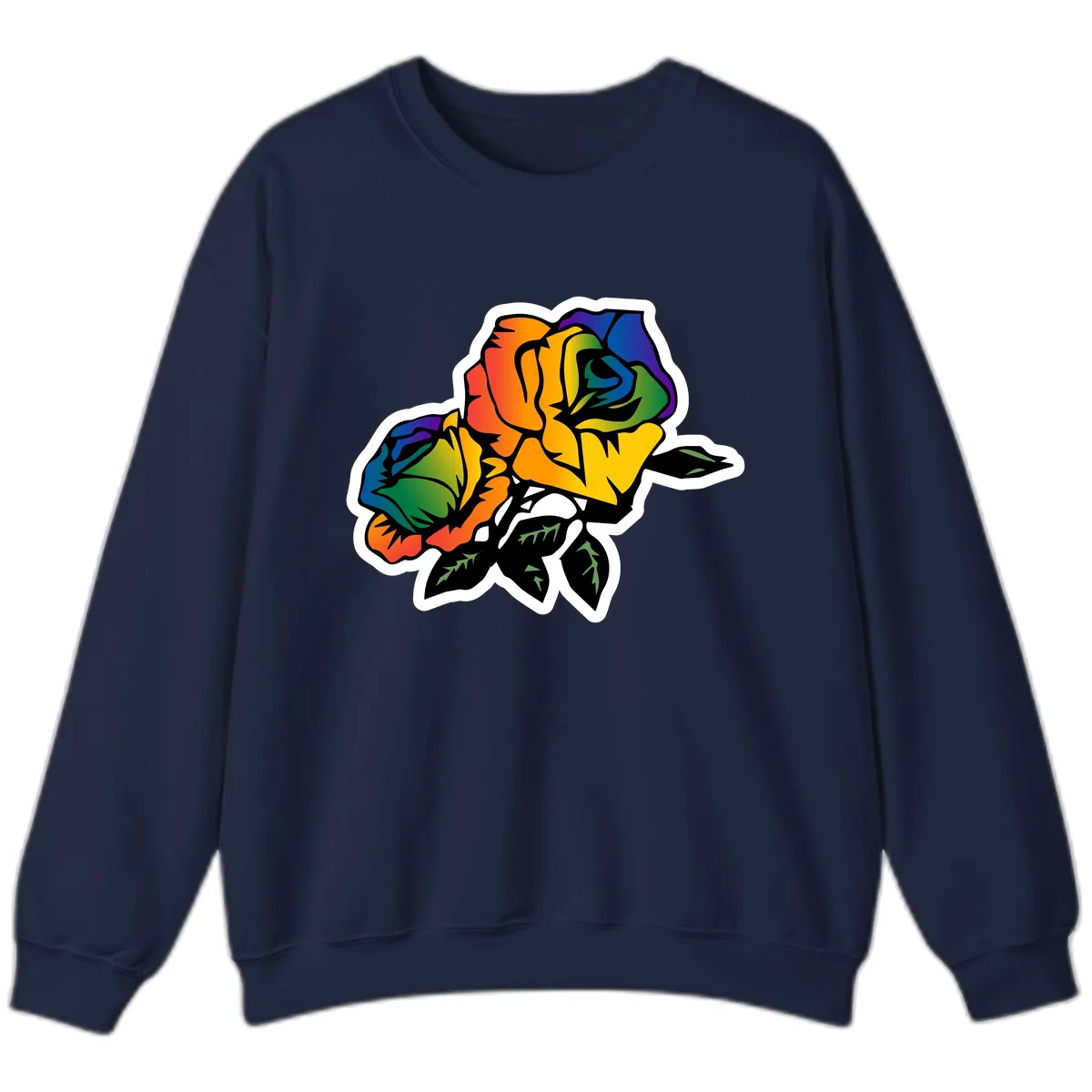 Rainbow Pride Rose Sweatshirt in Navy