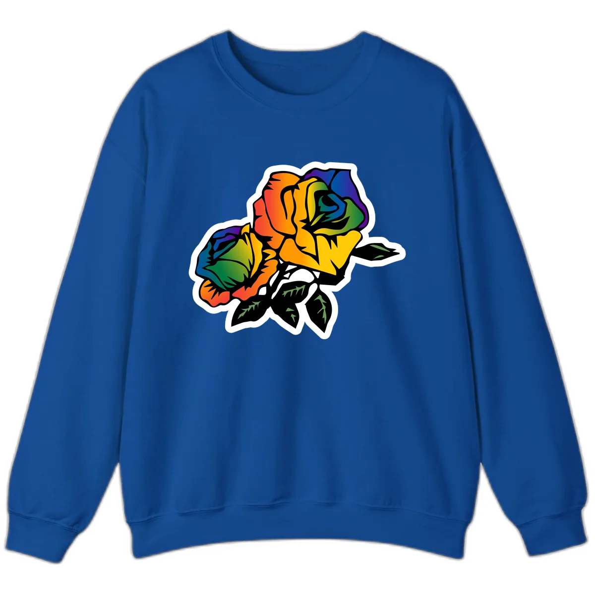 Rainbow Pride Rose Sweatshirt in Royal