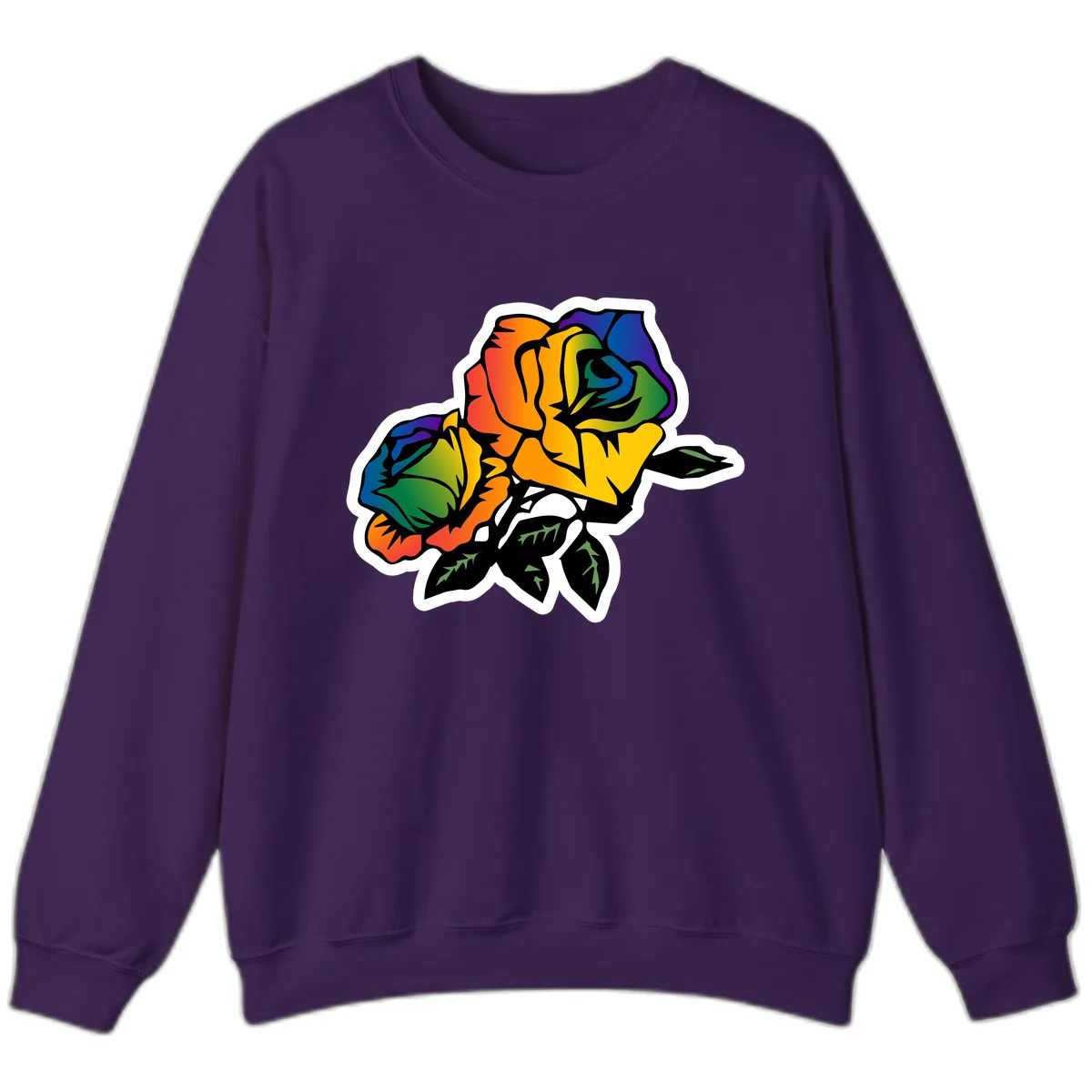 Rainbow Pride Rose Sweatshirt in Purple