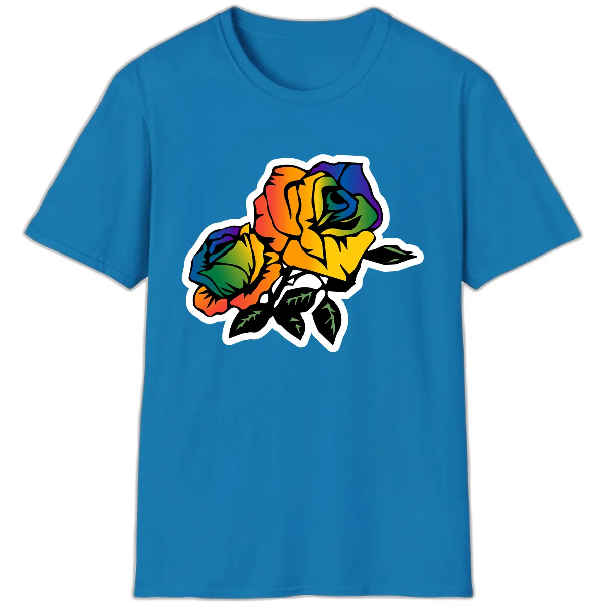 Rainbow Pride Rose T-Shirt in Sapphire
