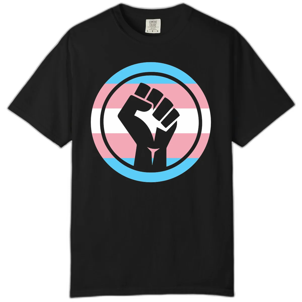 Trans Pride Fist Power Comfort Color in Black