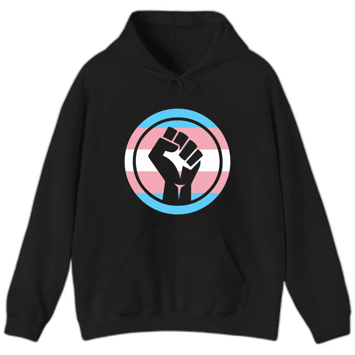 Trans Pride Fist Power Hoodie in Black