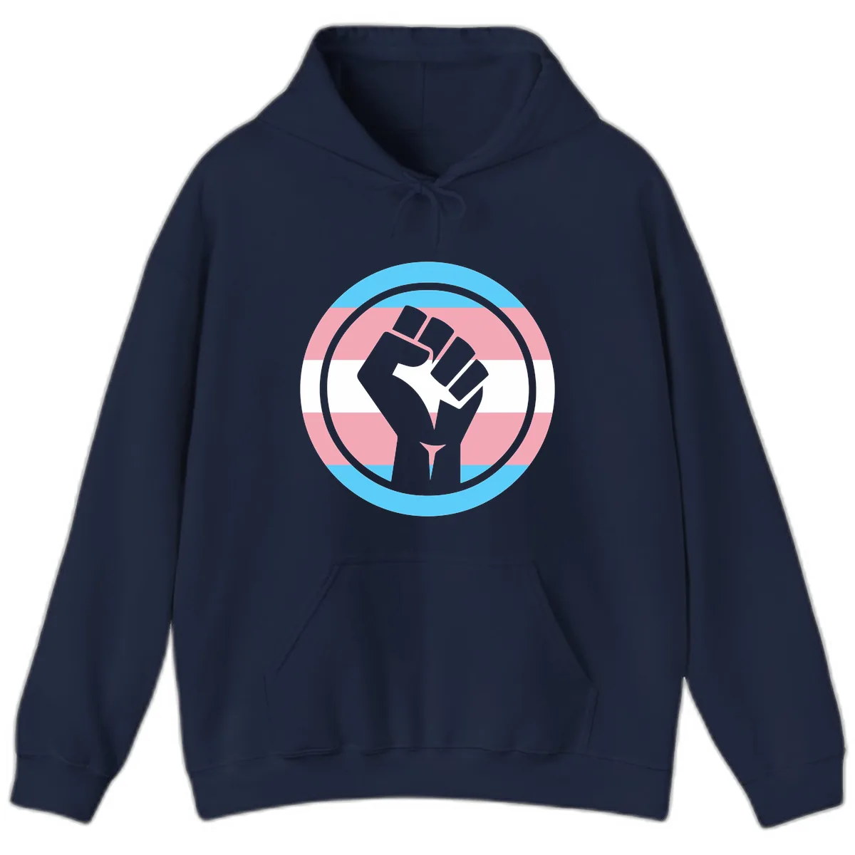 Trans Pride Fist Power Hoodie in Navy