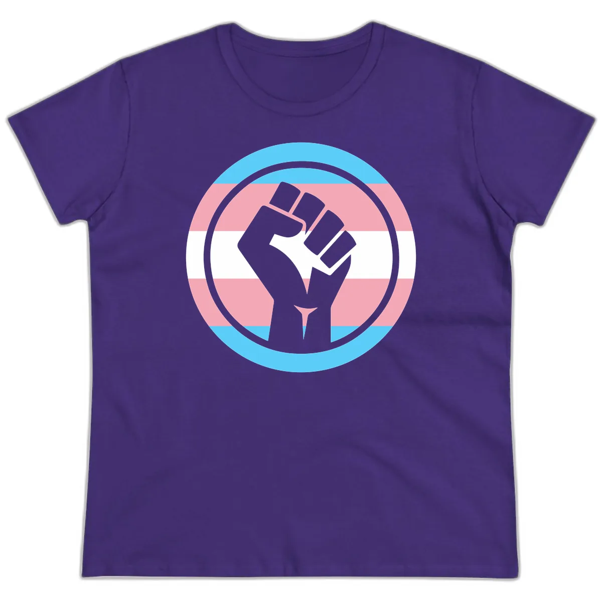 Trans Pride Fist Power Ladies Tee in Purple