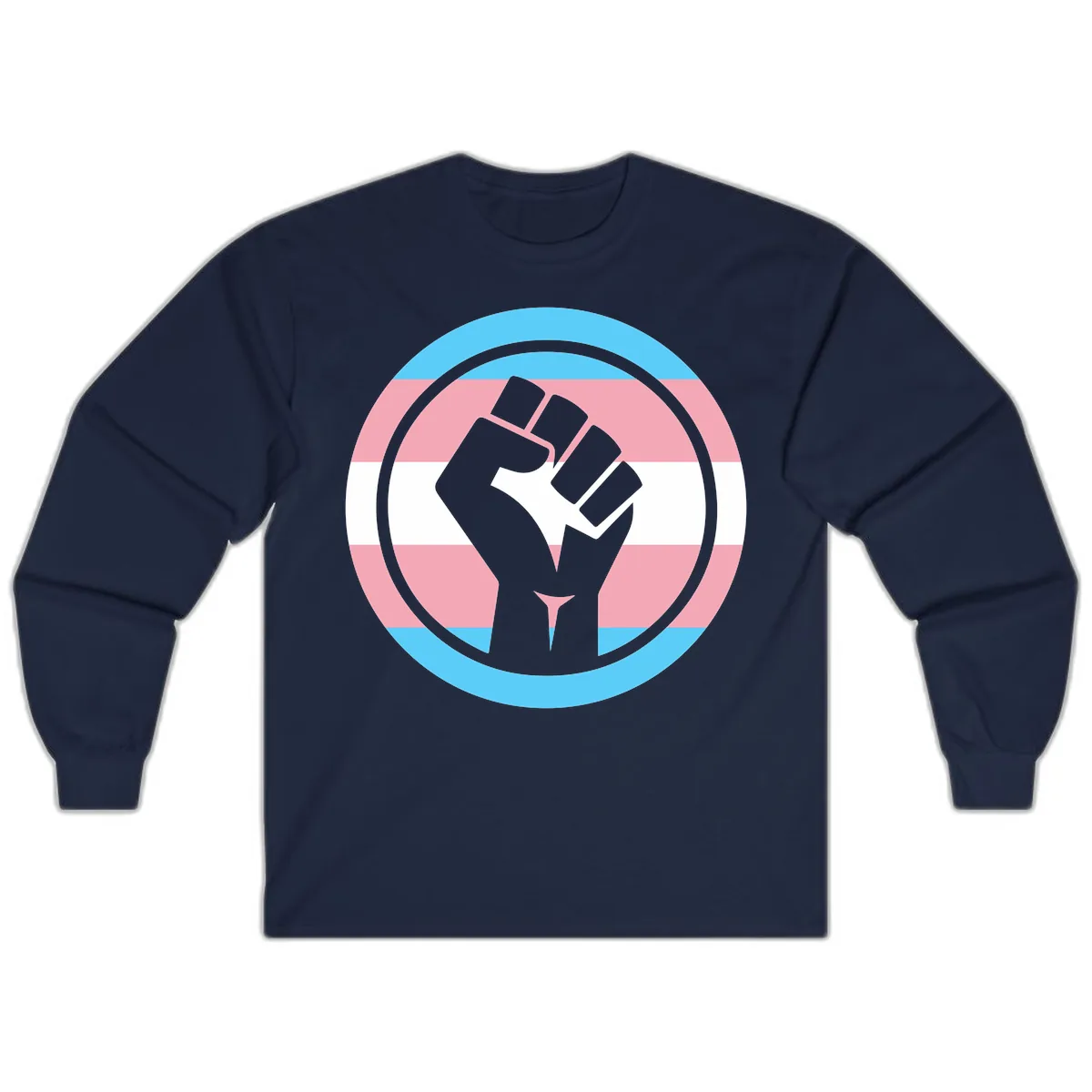 Trans Pride Fist Power Long Sleeve in Navy