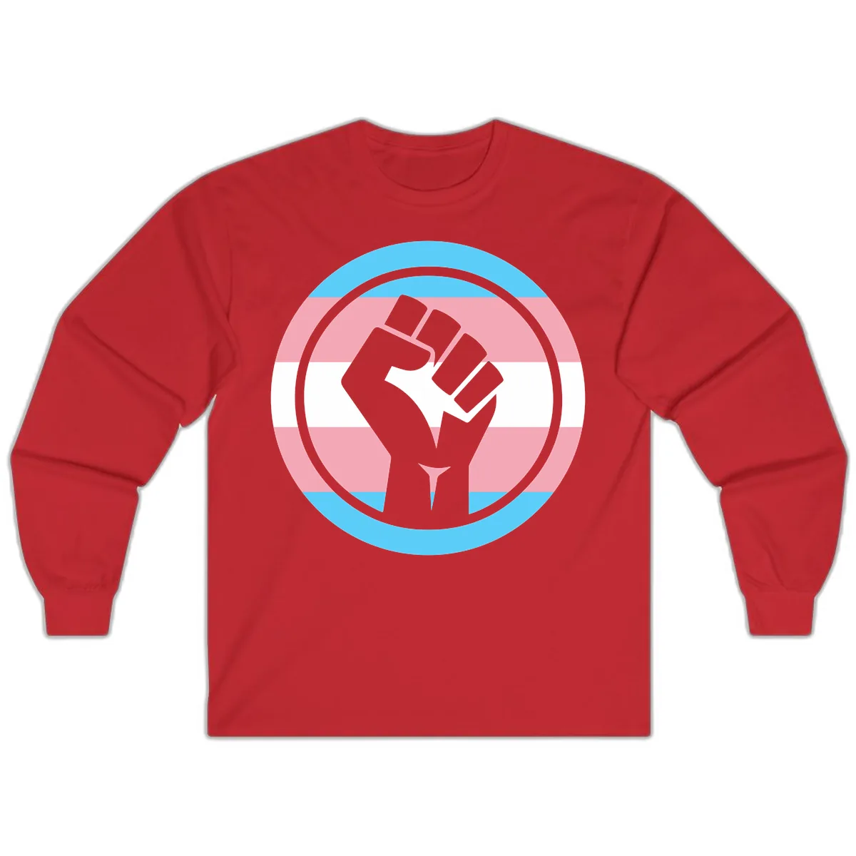 Trans Pride Fist Power Long Sleeve in Red