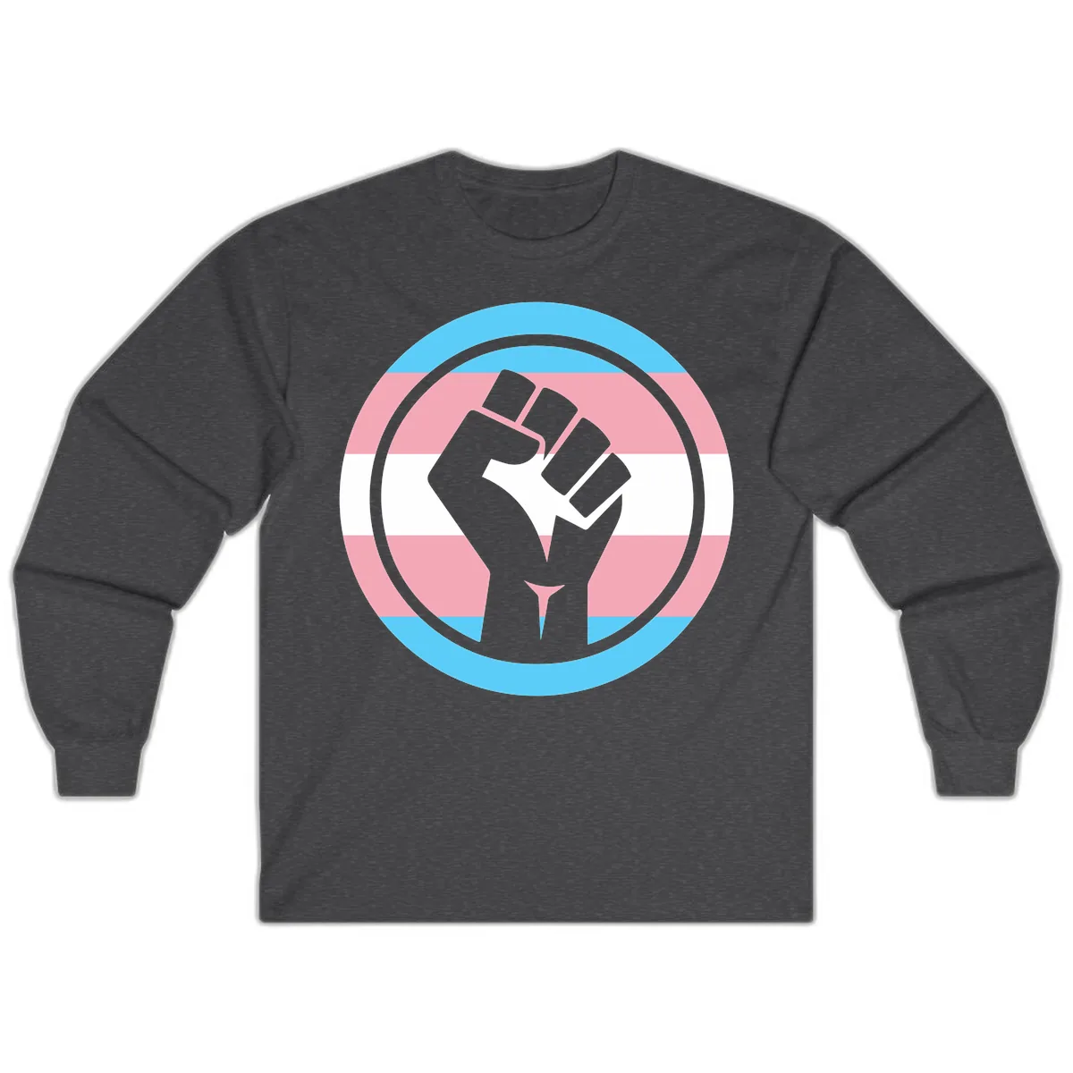 Trans Pride Fist Power Long Sleeve in Dark Heather