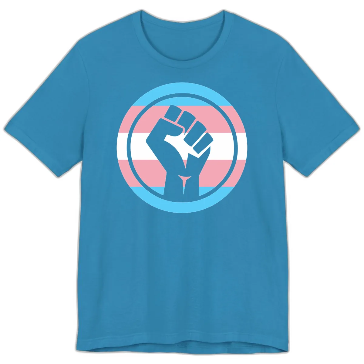 Trans Pride Fist Power Premium T-Shirt in Aqua