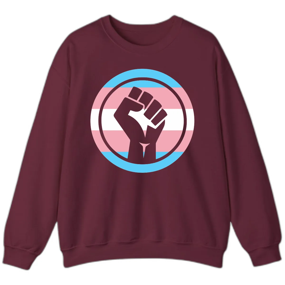 Trans Pride Fist Power Sweatshirt in Maroon