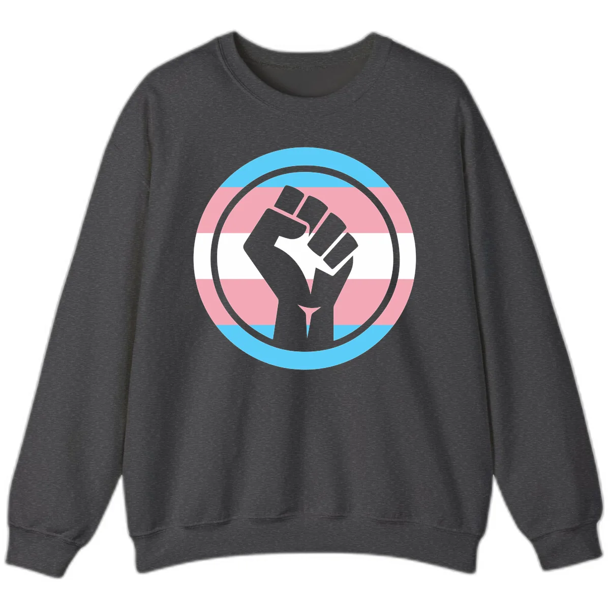 Trans Pride Fist Power Sweatshirt in Dark Heather