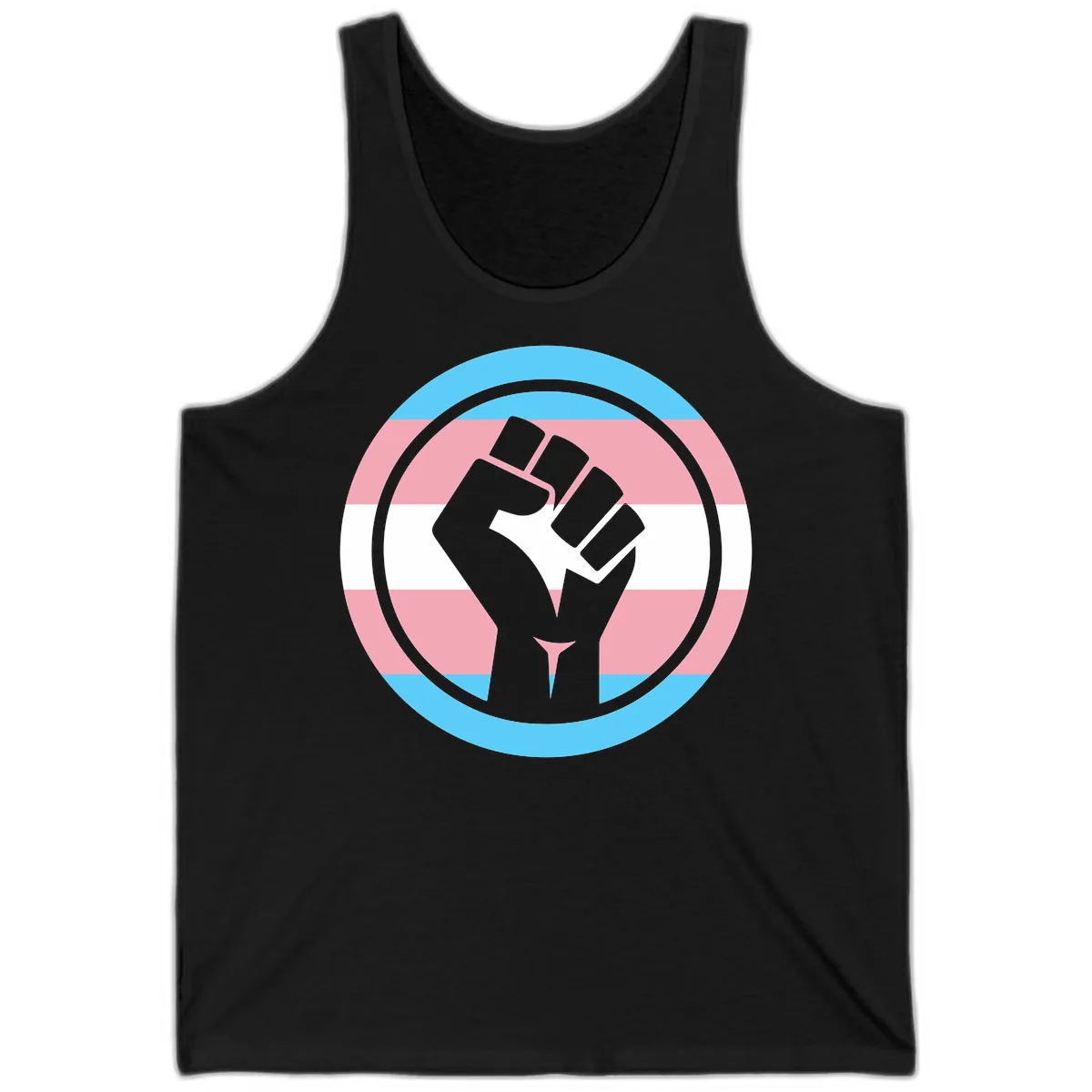 Trans Pride Fist Power Tank in Black