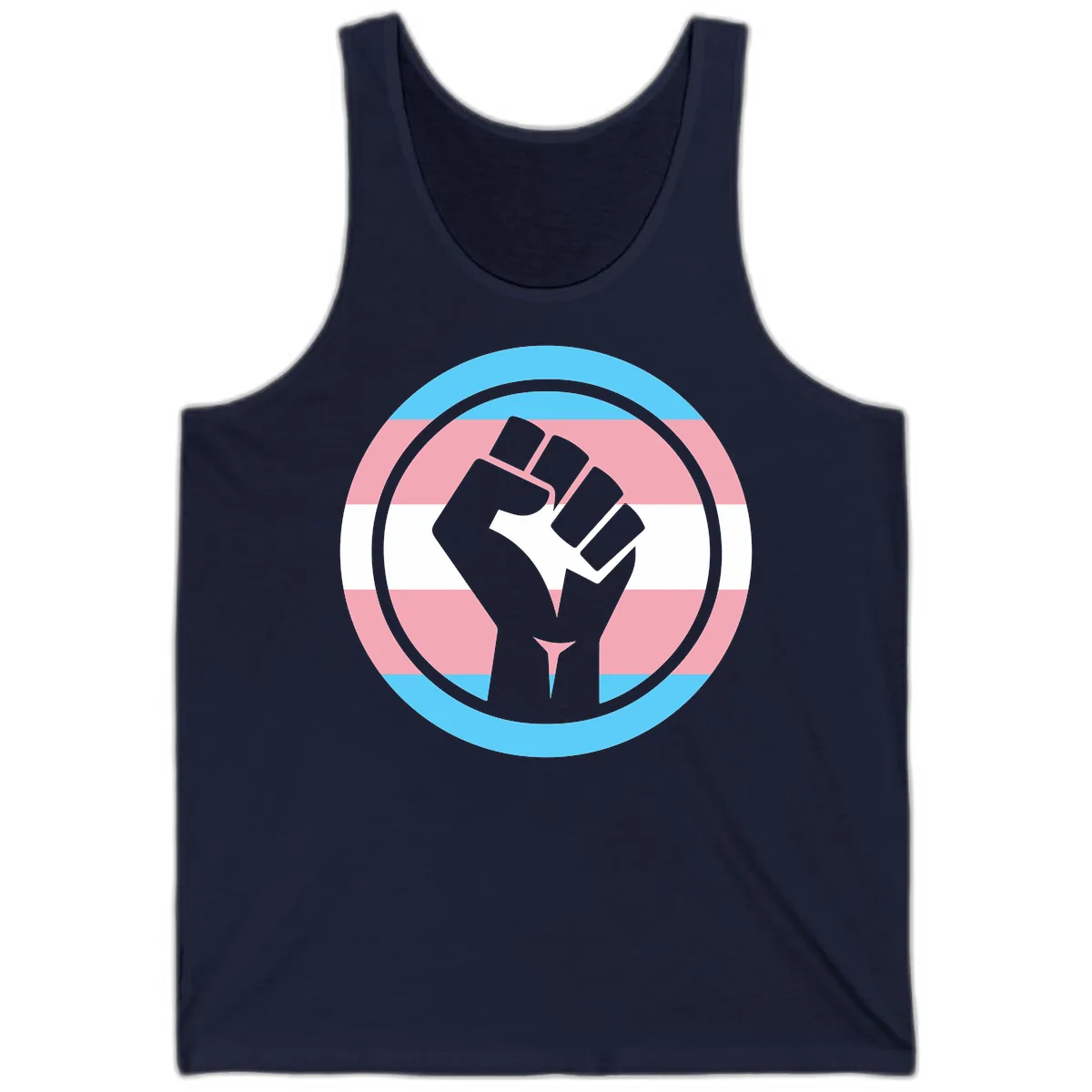 Trans Pride Fist Power Tank in Navy