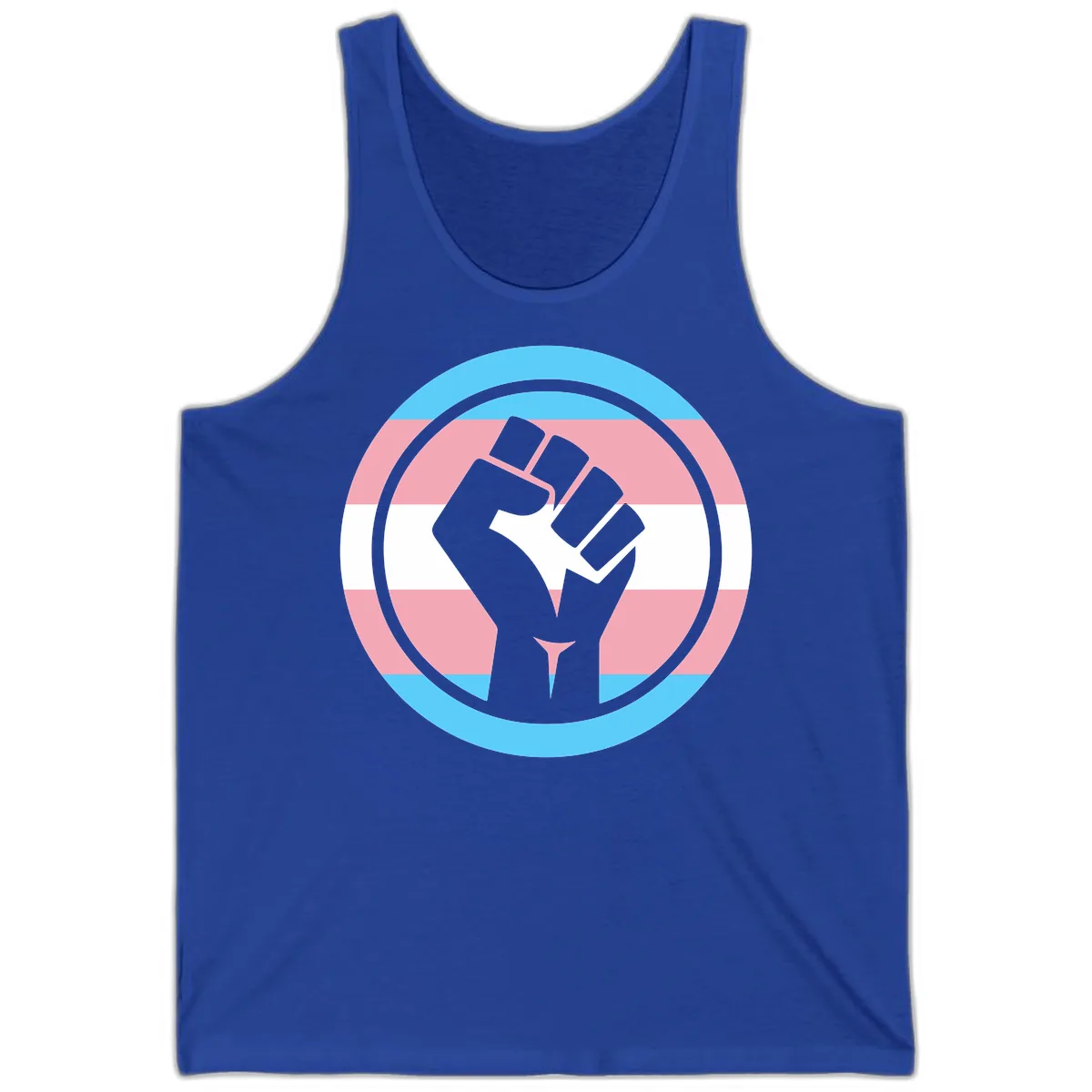 Trans Pride Fist Power Tank in True Royal