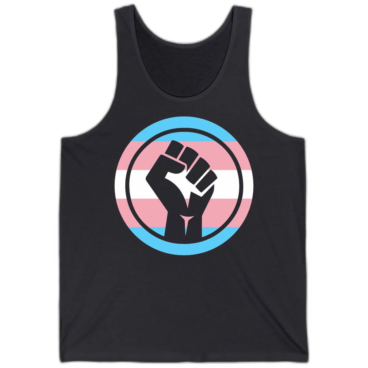 Trans Pride Fist Power Tank in Dark Grey